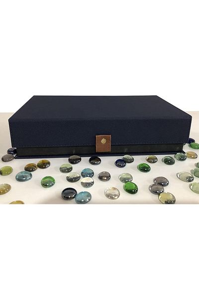 STOREMAX Multi-Purpose Jewelry Leather Covered Box Navy Blue