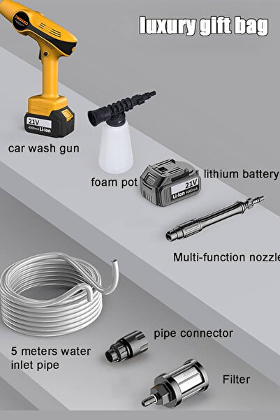 Proseg Araç Yıkama Makinesi Şarjlı 1200 Mah Batarya Hayvan Yıkama, Bahçe Sulama Makinesi Pr-ac96 Huracan