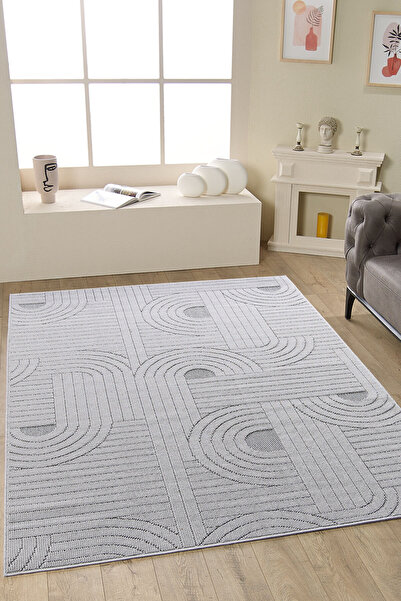 Mariesse Home Soho İskandinav Dokuma Bukleli Gri Modern Salon Halısı Mutfak Halısı Koridor Halısı Yolluk