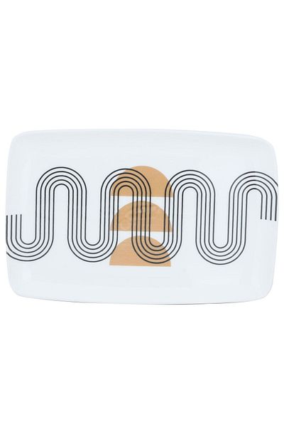 Alsaif Gallery Al Saif Gallery plastic serving plate, 34 x 25 cm, rectangular, sun pattern - white