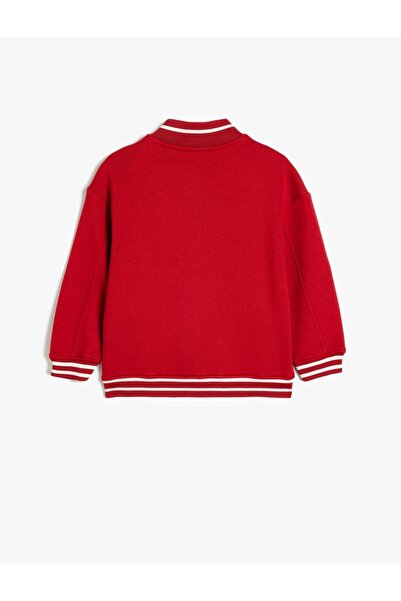 Koton Girls' College Jacket - Long Sleeve, Snap Closure and Applique Detail