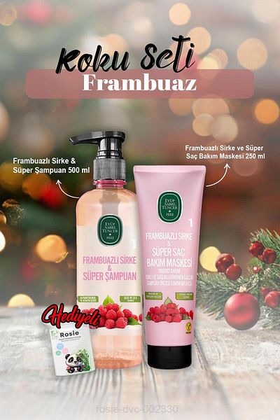 Eyüp Sabri Tuncer 250 ml Hair Mask, Raspberry Vinegar & Shampoo 500 ml and Rosie Gift