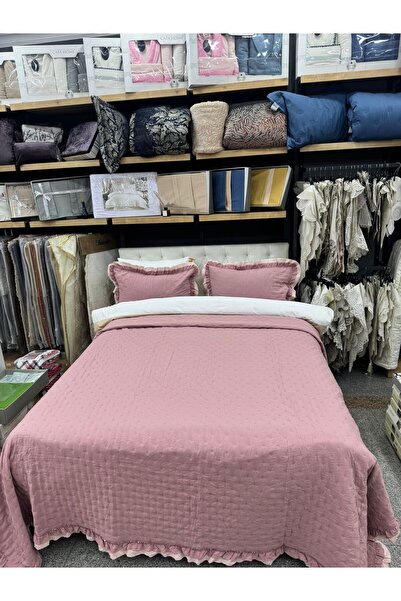 ÇAPAEV Çapa Fırfırlı Tek Kişilik Yatak Örtüsü Gül Kurusu