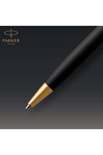 STOREMAX Ntwork Sonnet Matte Black Gold Design Ballpoint Pen, Blue Ink, Medium Thickness Nib Ar