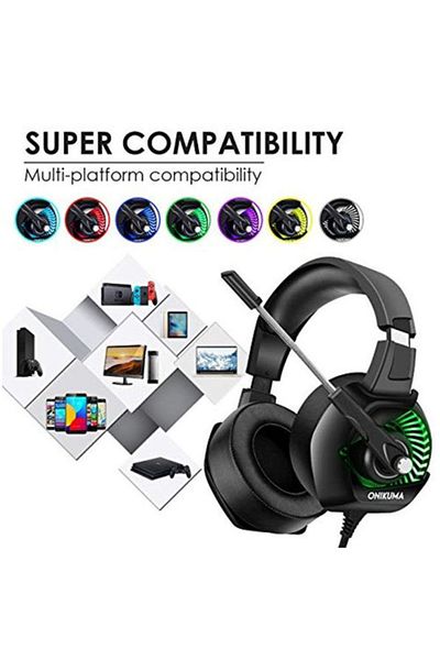 Onikuma Stereo Gaming Over-Ear Headset With Mic For PS4/PS5/XOne/XSeries/NSwitch/PC -wired