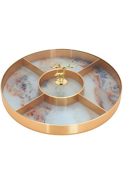 Alsaif Gallery Al Saif Gallery Steel dessert serving dish, 31x31x4 cm, round - porcelain