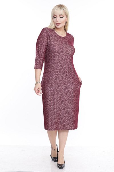 FARBAPLUS Χειμερινό φόρεμα με τσέπες Jacquard Plus Size 24d-2256