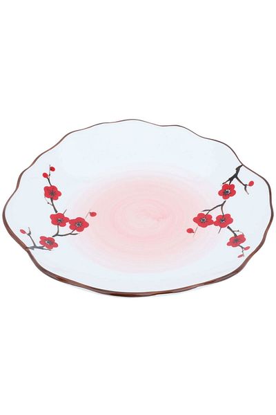 Alsaif Gallery Al Saif Gallery porcelain dessert plate, 10.5 inches, wavy, flower pattern - white