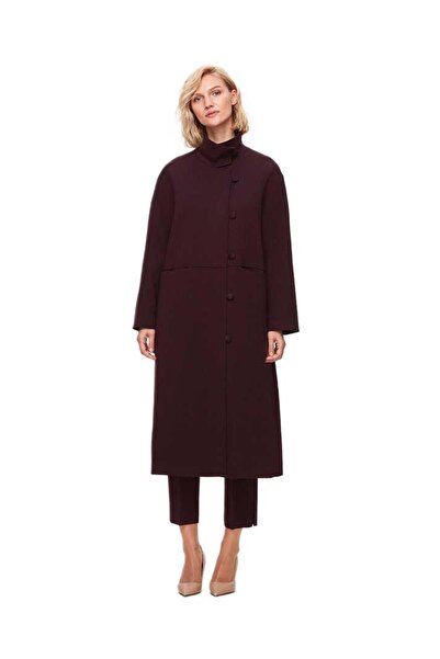 MISS DALIDA Mor Düğmeli Uzun Manto T25K-8002