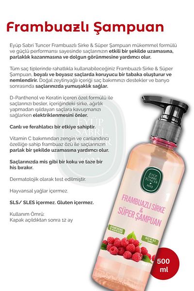 Eyüp Sabri Tuncer 100 ml Shampoo, Raspberry Shampoo 500 ml and Rosie Gift