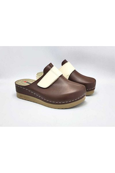 DR KLOMPA Γυναικείες Παντόφλες MS891 Καφέ Μπεζ Fanetta Orthopedic Sabo Slippers