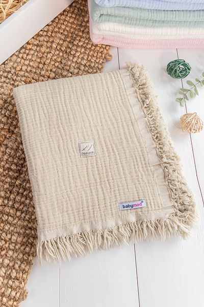 Babymod 100% Cotton Natural Four Layer Muslin Baby Blanket