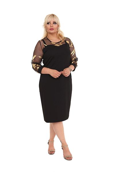 modayız Φόρεμα με μανίκια μαύρο Plus Size 18c-0433
