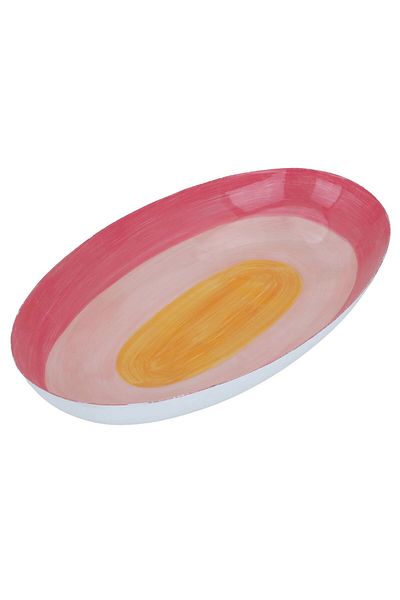 Alsaif Gallery Al Saif Gallery Steel Sweet Serving Plate, Oval, 29.5 x 16.5 x 3.5 cm - Pink
