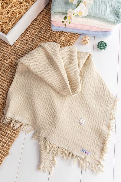 Babymod 100% Cotton Natural Four Layer Muslin Baby Blanket