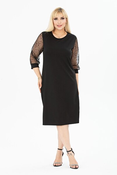 modayız Φόρεμα με μανίκια από τούλι Plus Size 34E-2399