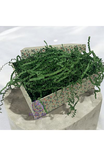 HUR-AY PACK Dark Green Pine Green Zigzag Pelur - 100g Ornamental Filling Paper