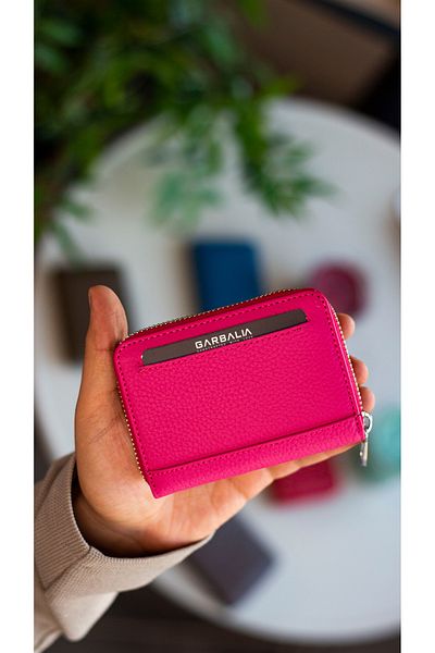 Garbalia Sydney Genuine Leather Coin Compartment Zippered Unisex Fuchsia Wallet