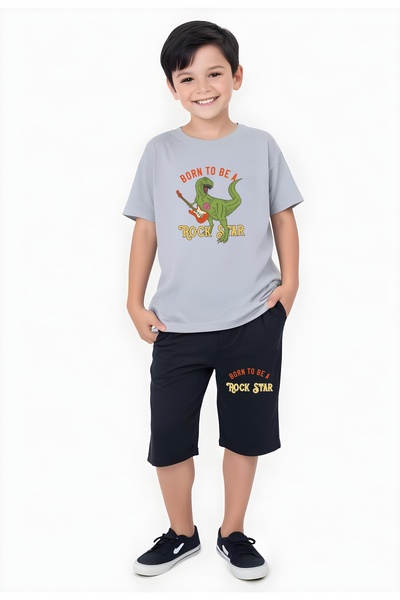 YA KO KİDS Rock Star Štampano Dvostruka kapa za dečake Sa džepovima Capri Set...