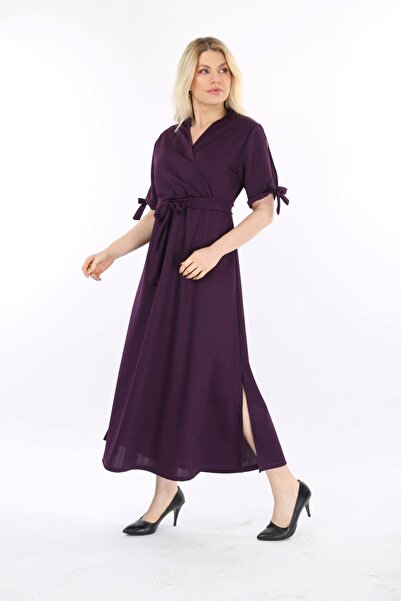 modayız Φόρεμα με μακρύ σκίσιμο με διπλό λαιμόκοψη 38D-2131