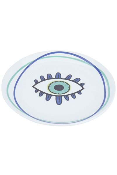 Alsaif Gallery Saif Gallery Porcelain Serving Platter, 26 cm, Round, Eye Patt...