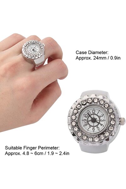 Bozhi Elegance Icon with Crystal Stone Silver Bezel and White Color Watch Finger Watch Real Ring Round Watch