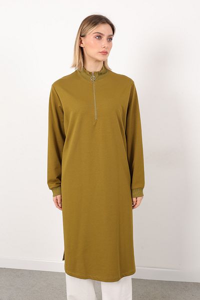 Linvey Stand Collar Zippered Large Size Comfortable Fit Tunic (K7568 Battali)