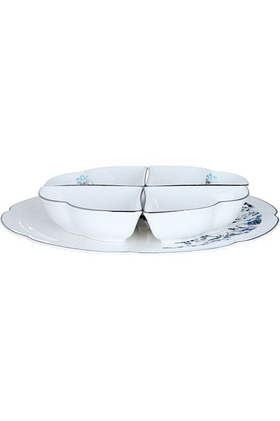 Alsaif Gallery Al Saif Gallery porcelain yogurt set, 5 pieces, engraved - white