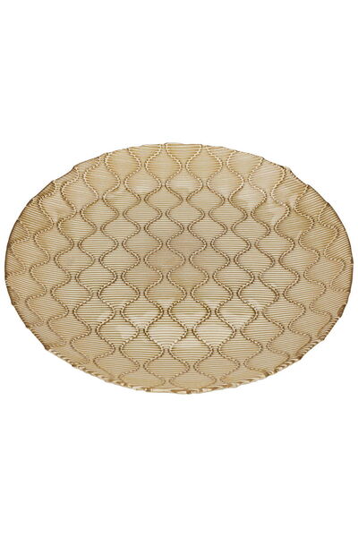Alsaif Gallery Al Saif Gallery Glass Serving Plate, 28x28x3 cm - Gold