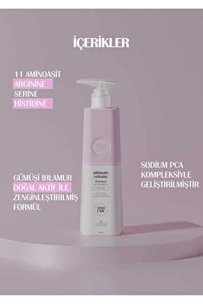 NISHLADY Ultimate Volume Shampoo / Hacimsiz Ve Zayıf Saçlara Yönelik Volüm Saç Bakım Şampuan 1000 ml