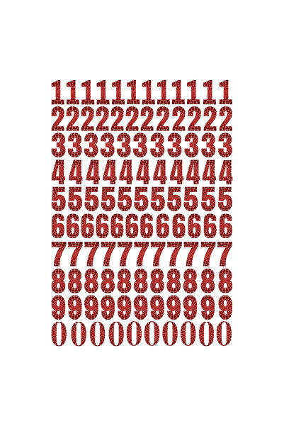 Ororabutik Set de 112 bucăți de autocolante cu numere roșii - Set de autocola...