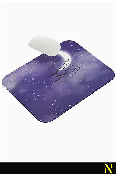 nilizma Ергономична подложка за мишка с мотив на луна и звезди – неплъзгаща се основа, цветен и удобен дизайн