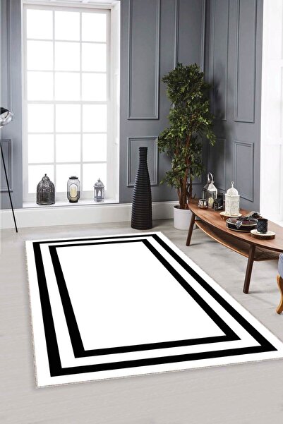 RugViva Kaymaz Tabanlı Halı Modern Klasik MK20 Beyaz