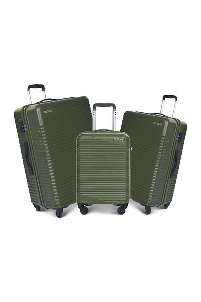 American Tourister مجموعة حقائب سفر SKYPARK HARD Spinner Trolley من 3 قطع باللون الأخضر مع إدارة أمن النقل
