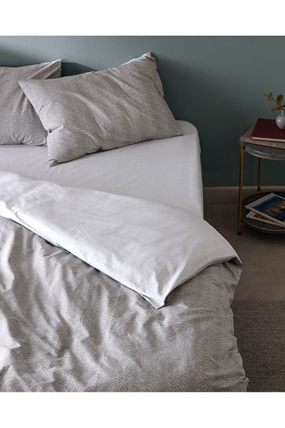 Madame Coco Bailey King Size 100% Cotton Ranforce Printed Duvet Cover Set - Grey