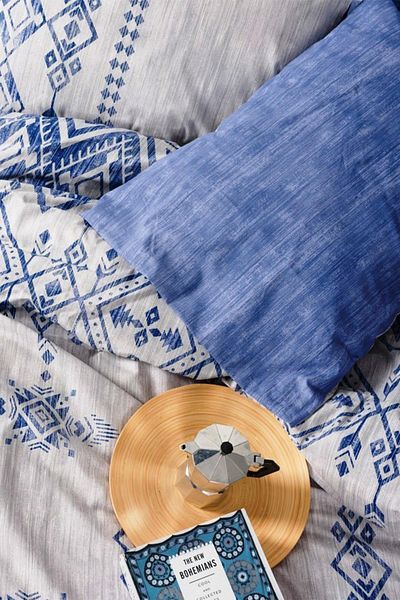 Cotton Box Set cuvertură dublă etnică Cleo Blue - 100% bumbac Ranforce 57 țesătură din sârmă