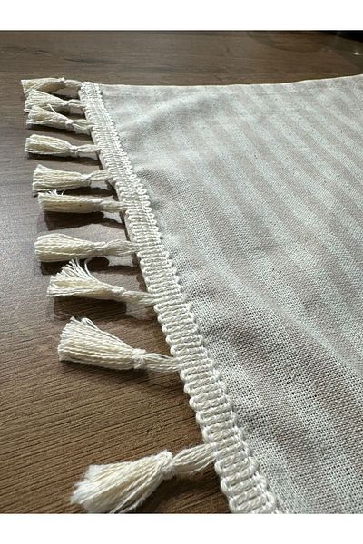 LUWİNO HOME 100% Linen Fabric, Bohemian, Lace Runner 40*140 cm