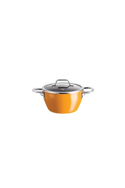 Madame Coco Titanium Enamel Deep Pot - Mustard - 18 cm