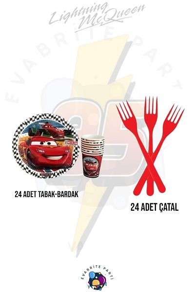Evabrite Cars Cars Themed Set for 24 Minia - Προμήθειες για το σετ πάρτι Knot Day