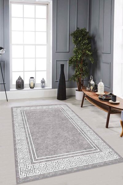 RugViva Kaymaz Tabanlı Makinede Yıkanabilir Halı Rv041 Çerçeveli