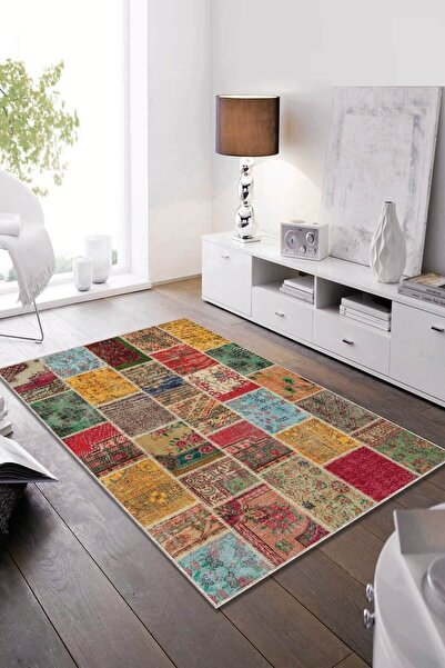 Viva Weaver's Kaymaz Tabanlı Makinede Yıkanabilir Halı Patchwork Ar129