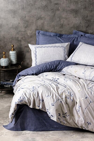 Cotton Box Nitsa Lacivert Çift Kişilik Nevresim Takımı - %100 Pamuk Ranforce ...