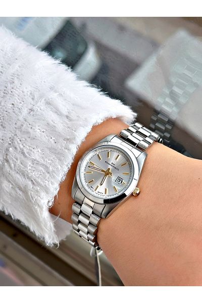 Romanson Steel Band Steel Case Women's Wrist Watch with Calendar 1214.14Sz