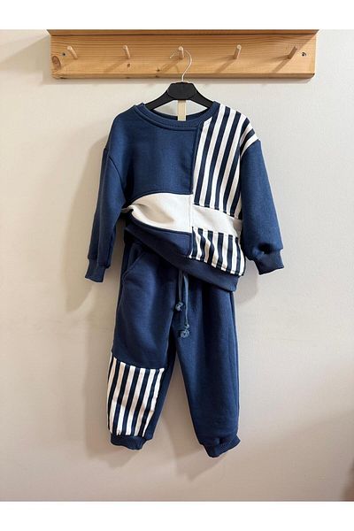 minibambi Boy's Striped Sweatshirt-Tracksuit Bottom Set