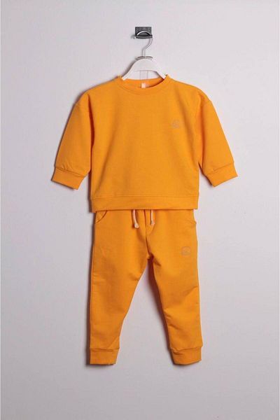 minibambi Boy's Basic Cotton Bottom-Top Suit Orange