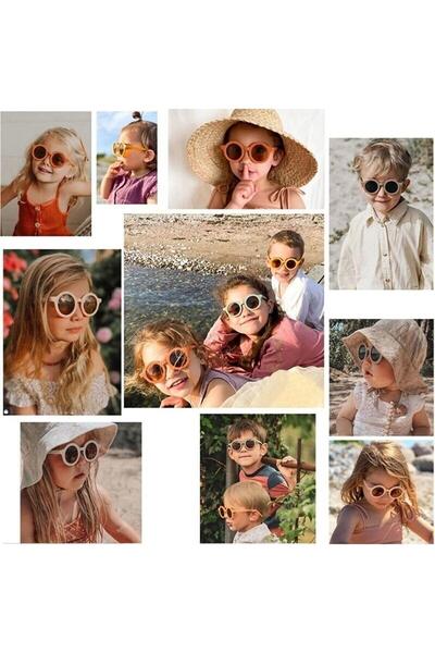 Pink Hippo Kids Unisex Scandinavian Model Children's Sunglasses with Uv400 Protection Orange