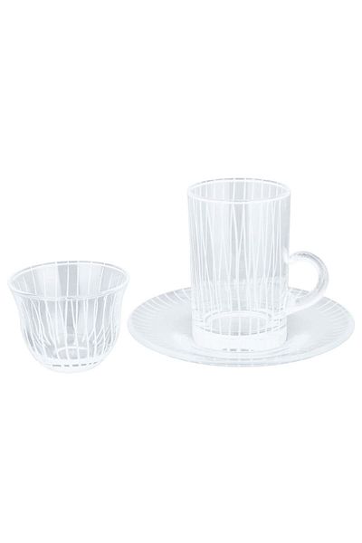 Alsaif Gallery 18-piece transparent striped crystal tea and coffee set