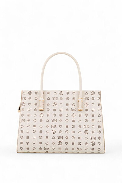 Bilik Deri Monogram Beige Women's Handbag Ri̇v 138-Mn