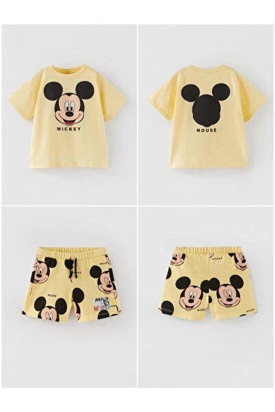 LADİN Yeni Sezon Erkek Çocuk Mickey Mouse Sarı Renk Alt-üst Takım Sarı