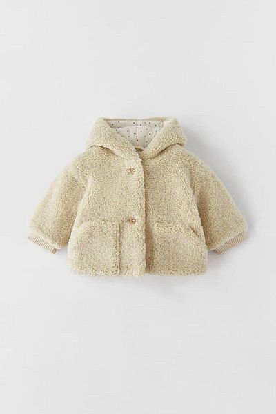 minibambi Girl's Hooded Faux Wool Jacket